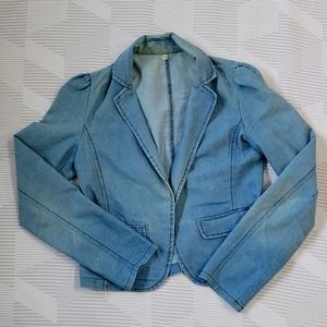 Chambray open blazer